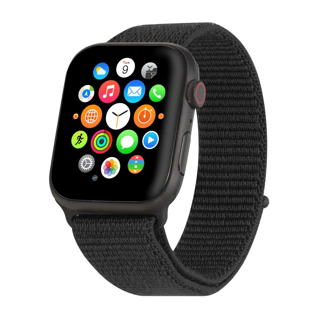 Nylon Armband für Apple Watch Series 3 mit 38mm in Schwarz verstellbares elastisches Stoff Sport Band, passend für iWatch